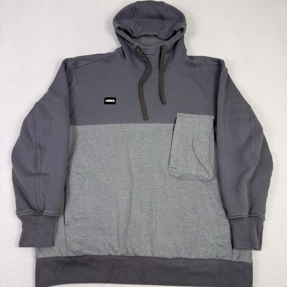 HOKA ONE ONE Men's XL Performance Hoodie Gray‎ Colorblock Fleece Pullover